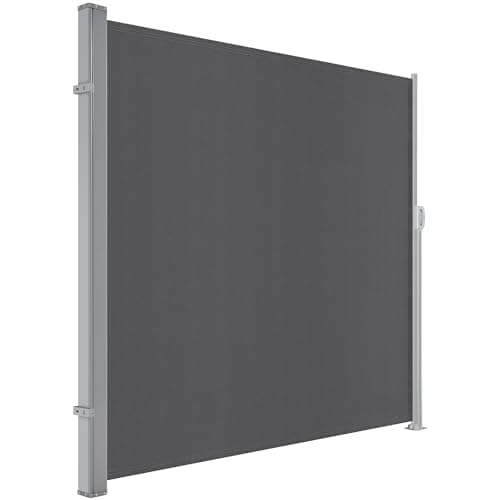 Yaheetech 118 x 71in Side Awning, Iron Patio Retractable Side Screen Awning, Sun Shade Privacy Divider Screen w/ 220g/m² Polyester, Waterproof & UV-Resistant for Courtyard, Balcony - Dark Gray image