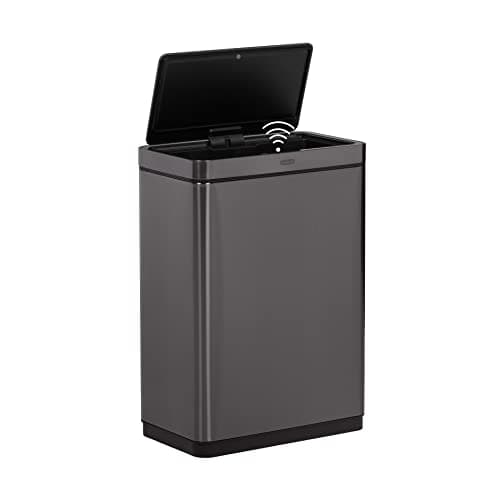 Rubbermaid Elite Stainless Steel Sensor Trash Can for Home and Kitchen, Batteries Included, 12.4 Gallon, Charcoal image