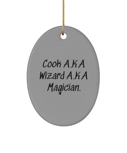 Nice Cook Oval Ornament, Cook A.K.A Wizard A.K.A Magician, Unique Christmas Ornament for Men Women from Team Leader, Cooking Classes, Personal Chef, Gourmet Food delivery, Meal kit Subscription image