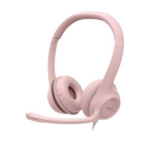 Logitech H390 Wired Headset for PC/Laptop, Stereo Headphones with Noise Cancelling Microphone, USB-A, in-Line Controls for Video Meetings, Music, Gaming and Beyond - Rose image