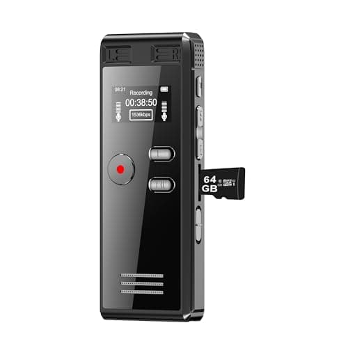 64GB Digital Voice Activated Recorder with Playback - 4552 Hours Audio Recording Device, 3072Kpbs HD Dual MIC Tape Recorder Device for Lecture A-B Repeat, MP3 Player,【64GB TF Card Included】 image