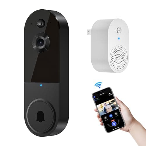 1080P Wireless Video Doorbell Camera with Chime Ringer, Night Vision, Cloud Storage, 2.4GHz Wi-Fi, Smart AI Human Detection, 2-Way Audio, Real-Time Alert, Battery Powered image