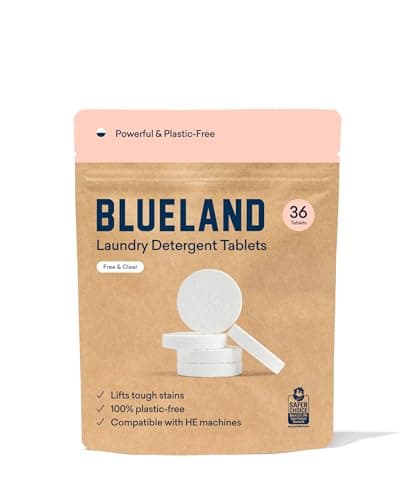 BLUELAND Laundry Detergent Tablets, 36 Count, Unscented Plastic-Free Eco-Friendly Pods, Sheets, Liquid Alternative - Natural, Gentle, Non Toxic image