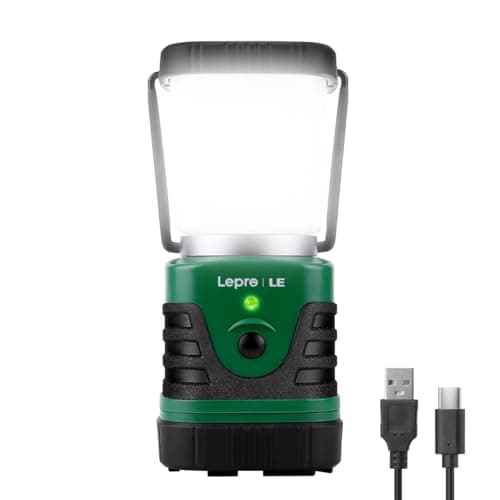 Lighting EVER 1000LM LED Camping Lantern Rechargeable, 4400mAh Power Bank, Camping Essential with 4 Light Modes, IP44 Waterproof Lantern Flashlight for Hurricane Emergency, Hiking, USB Cable Included image