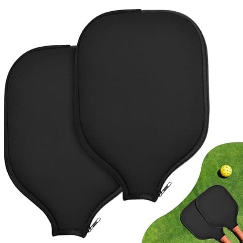 2 Pcs Pickleball Paddle Covers, Universal Case Size - 8.6 x 12.2 inches Zippered Racket Sleeve, Durable Neoprene Paddle Cover, Paddle Storage Bag for Most USAPA Standard (Black) (Black) (Black) image