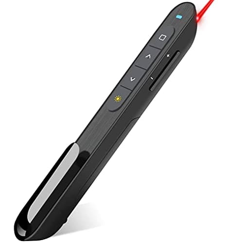 Wireless Presenter, Hyperlink Volume Control Presentation Clicker RF 2.4GHz USB PowerPoint Clicker Presentation Remote Control Pointer Slide Advancer (Black) image
