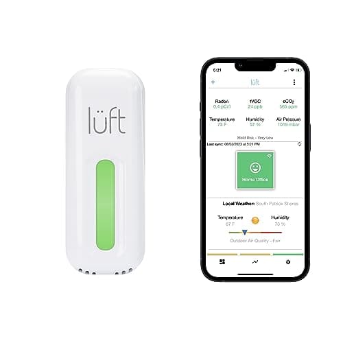 SunRADON lüft - Radon and Indoor Air Quality Monitor, Portable Plugin Continuously Measures Also VOC, eCO2, Temperature, Pressure, and Humidity | Wi-Fi Connected | Mobile App Included image
