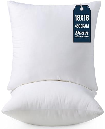 Utopia Bedding Throw Pillows Insert (Pack of 2, White) - 18 x 18 Inches Bed and Couch Pillows - Indoor Decorative Pillow image