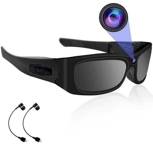 Sunglasses Camera HD 1080P Sport Camera Glasses Video Camera Sunglasses Sport Camera, Bluetooth Sunglasses Cycling Video Camera with Loop Recording and Earphones for Outdoor Actives image