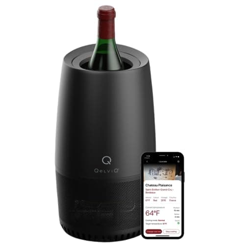 QelviQ Personal Sommelier - Black Electric Wine chiller & warmer, Smart connected wine cooler w/inventory, sommelier services and food pairing included image