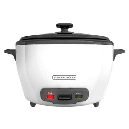 BLACK+DECKER Rice Cooker 28 Cups Cooked (14 Cups Uncooked) with Steaming Basket, Removable Non-Stick Bowl, White image