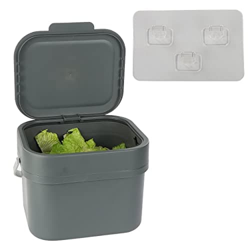 7Penn Small Compost Bin for Kitchen - 1gal Countertop Compost Bucket for Food Scraps, Trash, Recycling and More - 4L Cabinet or Wall Mounted Aluminum Indoor Compost Bin image