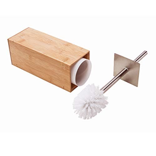 GOBAM Bamboo Toilet Bowl Cleaner with Holder for All Toilet Types - Hidden Stainless Steel Toilet Brush - Bathroom Cleaning Brushes - Toilet Accessories - Natural image