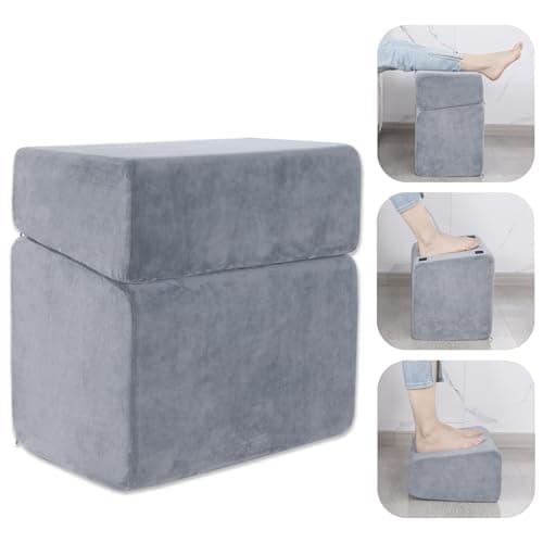 ROYALAY Adjustable Foot Rest Under Desk for Office, High-Density Foam Foot Rest with 3 Adjustable Heights, Ergonomic Footrest with Washable Cover Suitable for Office, Home, Airplane, Travel(Gray) image
