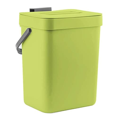 LALASTAR Food Waste Basket Bin for Kitchen, Small Countertop Compost Bin with Lid, Odor-Free Food Scrap Container, Wall Mounted Garbage Can, 3L/0.8 Gal, Green image