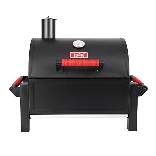 Feasto Portable Charcoal BBQ Grills with Cast Iron Grates, Tabletop Charcoal Grills with 354 Sq. In Cooking Area, for Outdoor Camping and Picnic, Black image
