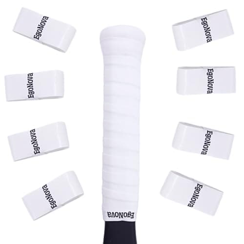 EgoNova Tennis Racket Grip Tape, Sweat Absorbent Tennis Grip Tape, Soft and Comfort Tennis Racket Grips, Easy to Install Tennis Grips Overgrip (8-Pack White) image