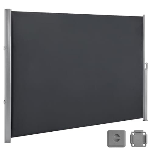 MCombo 78"x138" Aluminum Patio Retractable Side Awning, Fully Assembled Waterproof Sunshade Privacy Screen for Garden, Balcony and Pools, 4744 (Dark Grey, 78"x138") image