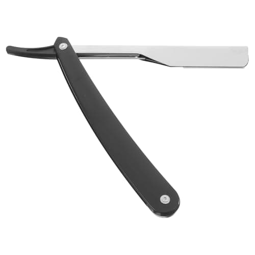 Ipetboom Professional Manual Razor Barber Supplies Beard Shaver Mens Straight Edge Razor for Shaving for Face Scalp Old Fashioned Manual Shaver Men Safe Barber Razor, Black image