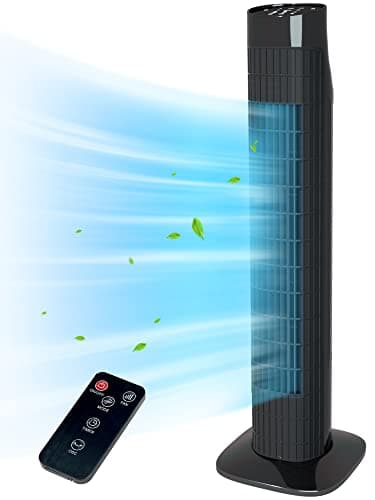Uthfy Tower Fan for Bedroom,Fans That Blow Cold Air,80° Oscillating Fan with Remote,7.5H Timer,3 Speeds,Standing Fan Bladeless Fan Cooling Fan for Room Office 32 Inch image