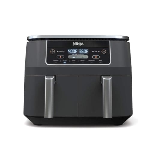Ninja DZ201 Foodi 8 Quart 6-in-1 DualZone 2-Basket Air Fryer with 2 Independent Frying Baskets, Match Cook & Smart Finish to Roast, Broil, Dehydrate & More for Quick, Easy Meals, Grey image
