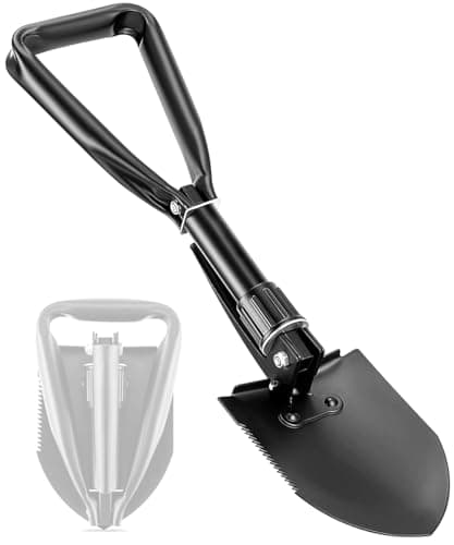 Apidgrowth Camping Shovel, 18.5'' Digging Shovel Portable Ergonomic High Carbon Steel Folding Shovel for All Occasions Outdoor Camping Hiking Garden (Black/Silver) image
