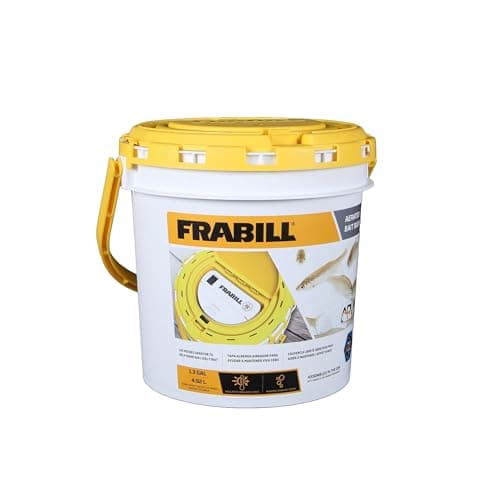 Frabill 4825 Insulated Bait Bucket with Built in Aerator , White and Yellow, 1.3 Gallons image