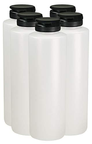 Pinnacle Mercantile Condiment Squeeze Bottles with Flip Top Hinged Black Cap 16 oz Set of 5 (Perfect for Condiments, Sauces, Dressings, BBQ, Ketchup) Made USA image