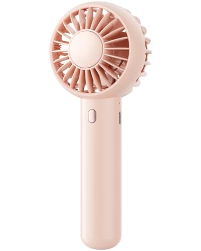 Gaiatop Mini Portable Fan, Small and Powerful, Cute Design 3 Speed Personal Handheld and Desktop with Base, Lightweight USB Rechargeable for Makeup Stylish Girl Women Travel Indoor Outdoor Pink image