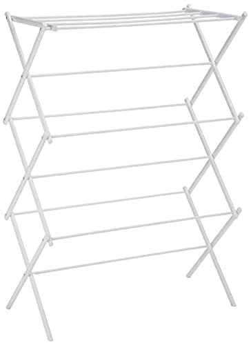 Amazon Basics Foldable Portable Laundry Rack for Air Drying Clothing, Indoor Outdoor Use - 14.5" D x 29.5" W x 41.8" H, White image
