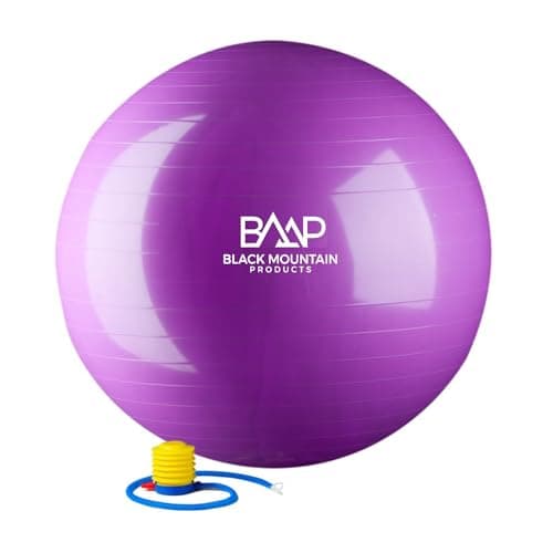 Black Mountain Products 2000-Pound Anti Burst Exercise Stability Ball with Pump, Purple, 75cm image