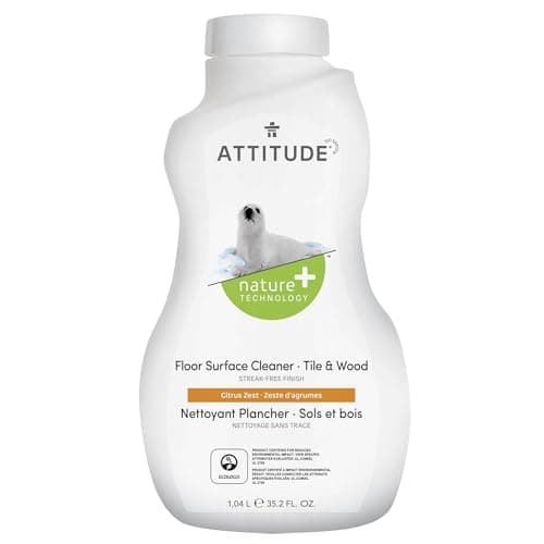 ATTITUDE Floor Surface Cleaner for Tile and Wood, EWG Verified, Streak-Free, Vegan and Cruelty-free Household Cleaning Products, Citrus Zest, 35.2 Fl Oz image