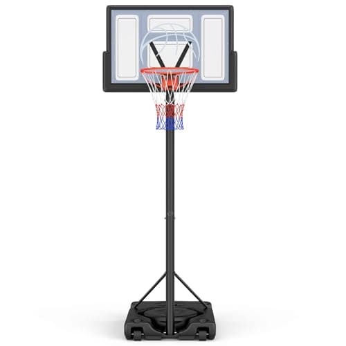 Yohood Basketball Hoop Outdoor 10ft Adjustable, Portable Basketball Hoop Goal System for Kids Youth and Adults in Backyard/Driveway/Indoor, 44 Inch Shatterproof Backboard and Larger Base image