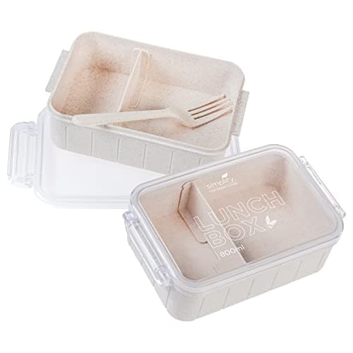 Simplify for Green Living 2 Pack Eco-Friendly Natural Lunch Box Set | Food Container | 2 Compartment | Plant Based | Meal Prep image