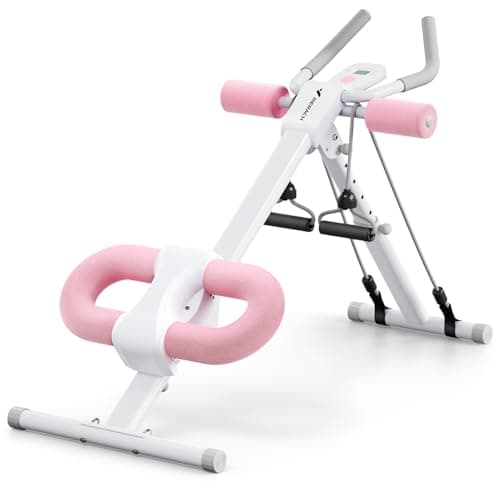 MERACH Ab Machine, Ab Workout Equipment, Adjustable Ab Trainer Machine for Abs Workout at Home Gym, Foldable, Knee Protection, Abdominal Trainer for Stomach (Pink) image