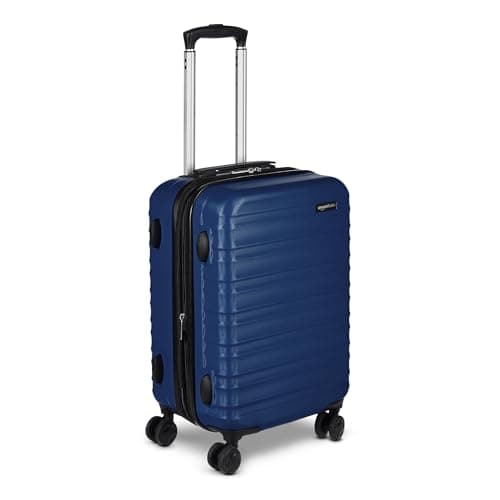 Amazon Basics 21" Hardside Carry-On Luggage, Hardshell Suitcase With Wheels, Expandable For Up to 25% More Space, With Scratch-Resistant Surface, Four Multi-directional Wheels, Navy Blue image