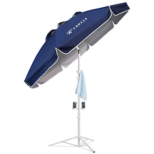 AMMSUN Shade Umbrella, Premium Portable Umbrella with Stand, 6.5ft Lightweight Free Standing Canopy for Sporting Games, Adjustable Instant Sun Protection and Easy to Carry, Navy Blue image