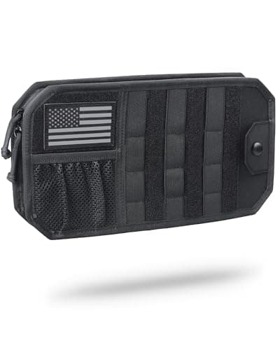 WYNEX Molle Car Sun Visor Organizer Car Accessories with Zipper Visor Storage Pouch, Glasses Clip, Hard Molle Panel for Tactical Gears, Fits Most Vehicles, SUVs, and Trucks to Keep Tidy image