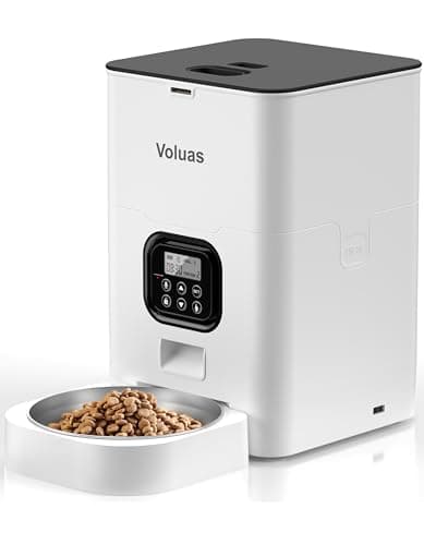 VOLUAS Automatic Cat Feeders - Timed Pet Feeder for Cats and Dogs with Dry Food Dispenser, Desiccant Bag, Programmable Portion Control, 4 Daily Meals, 10s Voice Recorder image