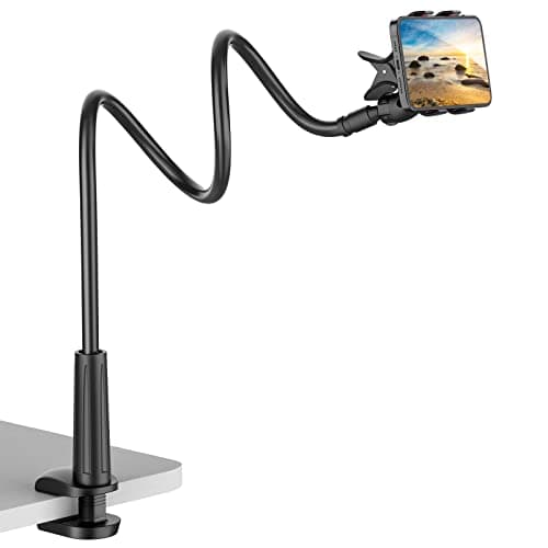 VIVI MAO Gooseneck Cell Phone Holder, Universal 360 Flexible Phone Stand Lazy Bracket Mount Long Arms Clamp for Phone 13 Pro Xs Max XR X 8 7 6 6s Plus and Other 3.5~6.7'' Device (Black)… image