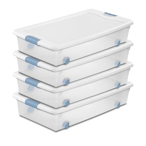 Sterilite 4-Pack Latching Box, Under Bed Storage Bins with Lids, Clear Plastic, 56 Quart image