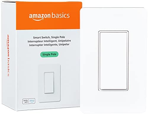 Amazon Basics Smart Switch, Single Pole, Works with Alexa Only, 2.4 GHz Wi-Fi, No Hub Required, White image