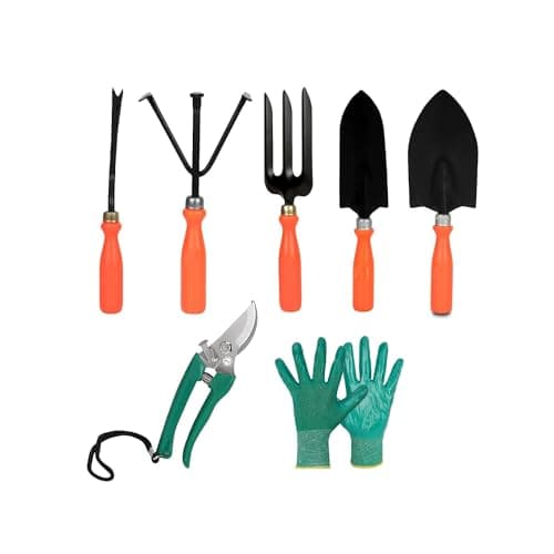 PEAKHILL_Gardening Tools Kit - 7 Pcs (Cultivator, Fork, Trowels, Weeder, Garden Gloves, Pruner Cutter) image