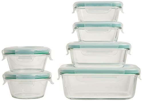 OXO Good Grips Smart Seal, 12 Piece Glass Container Set, Clear, Blue image