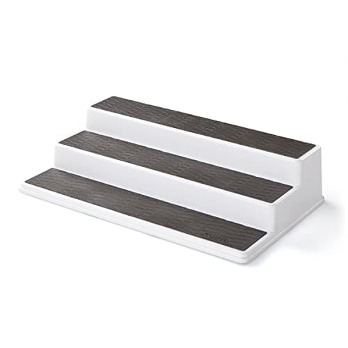 Copco 2555-0188 Non-Skid 3-Tier Spice Pantry Kitchen Cabinet Organizer, 15-Inch, White/Gray image