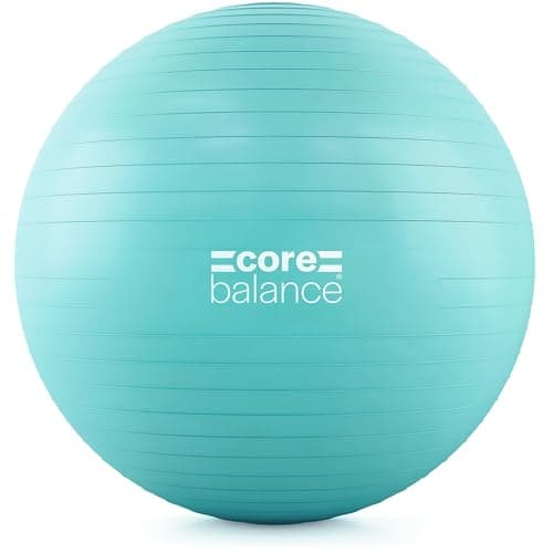 Core Balance Exercise Ball for Workouts, Anti-Burst and Slip Resistant, Swiss Yoga Ball for Pregnancy, Stability, Fitness and Physical Therapy, 4 Sizes, with Pump (25" / 65cm Teal) image