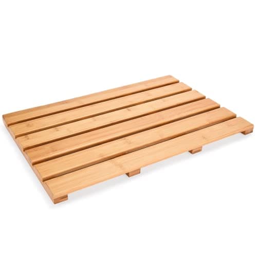 Tranquil Beauty Bamboo Bath Mat for Luxury Shower - 1x21x14-Inch Sturdy Natural Bamboo Bathroom Mat with Non-Slip Rubber- Waterproof Shower Mat - Bathroom Decor Essentials for Indoor or Outdoor Use image