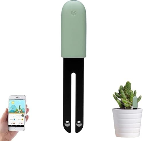 Soil Moisture Meter 4 in 1 for HHCC, Plant Water Monitor, Automatically detects Moisture/Temperature/Light/Fertility, Can Connect to Mobile Phone via Bluetooth, Plants Sensor for Indoor (Green - 1pcs) image