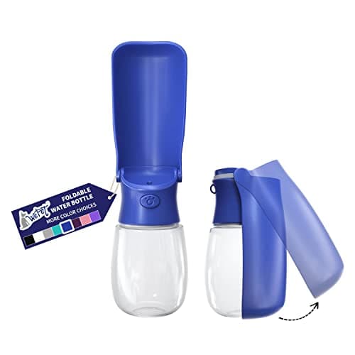 WePet Foldable Portable Dog Water Bottle Puppy Water Dispenser with Drinking Feeder, 12 OZ, High-Temperature Resistant Leak Proof for Pets Outdoor Walking, Hiking, Travel, Food Grade Plastic BPA Free image