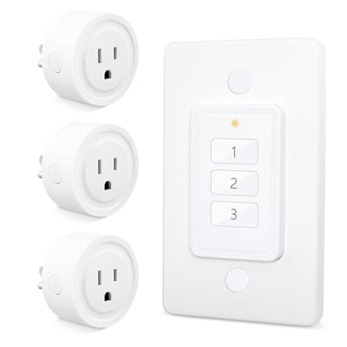 LoraTap 656ft Wireless Remote Control for Lamps and Household Appliances, No Hub Required, White (1 Remote + 3 Plugs) image